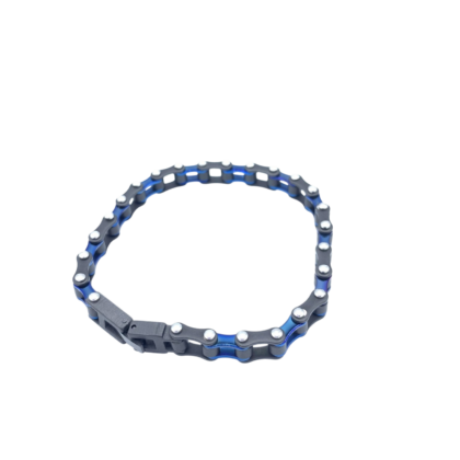 Mens Mini 3:8 in Stainless Steel Bike Chain Bracelet in Blue and Black