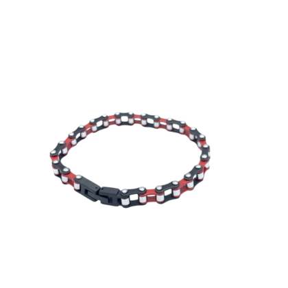 Mens Mini 3:8 in Stainless Steel Bike Chain Bracelet in Red and Black