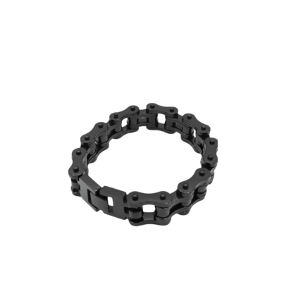 Mens large stainless steel bike chain bracelet in black
