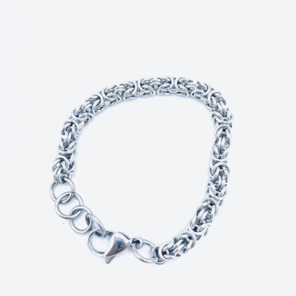 Womens Byzantine Stainless Steel Adjustable Bracelet