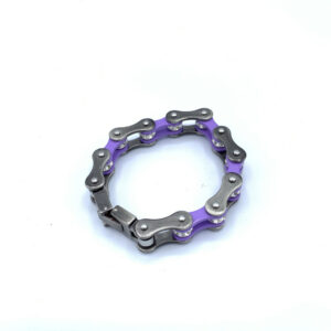 Womens Original 1/2 in Stainless Steel Bike Chain Bracelet in Black and Purple