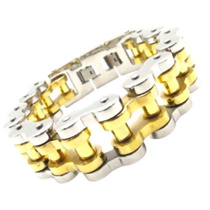 Womens Original 1/2 in Stainless Steel Bike Chain Bracelet in Gold and Silver