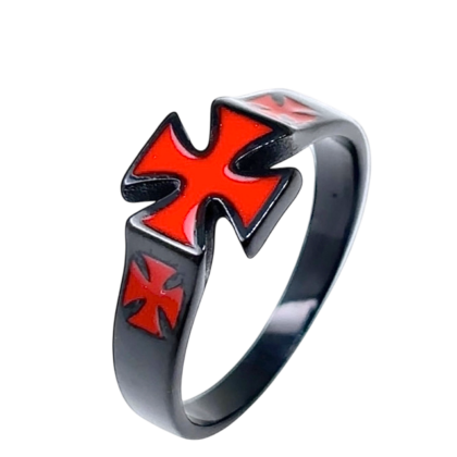 Iron Cross Ring — Black and Red