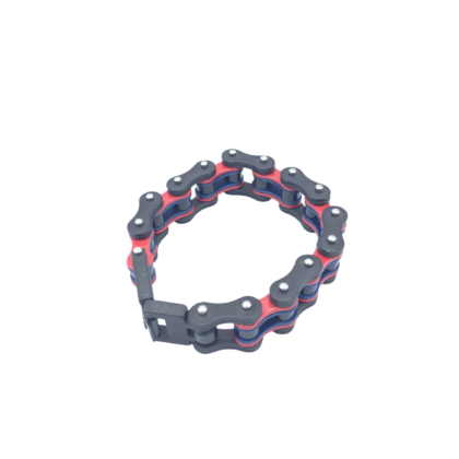 Mens Large Stainless Steel Bike Chain Bracelet in Black Red and Blue